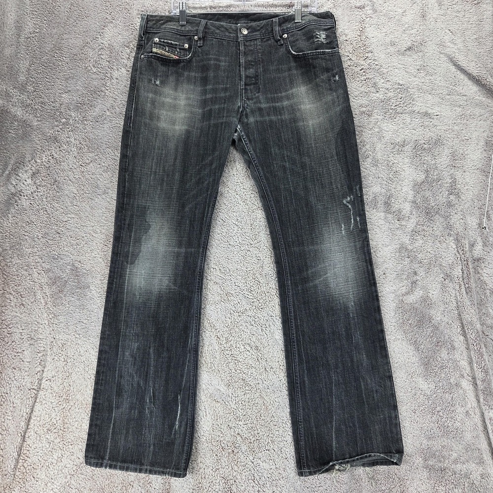Diesel Jeans Mens 34x32 Gray Zatiny Regular Bootcut Distressed Made Italy 008UP